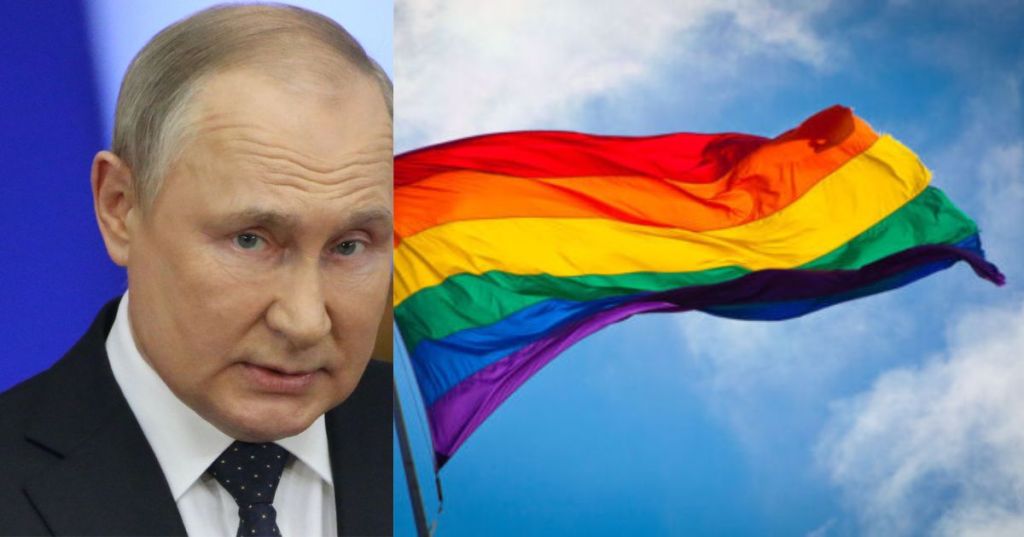 Vladimir Putin e la bandiera LGBT.