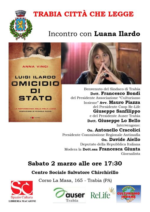 Sabato 2 Marzo a Trabia presentazione del libro di Anna Vinci