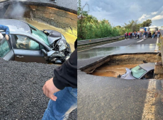 Maltempo in Calabria, voragine sulla Statale, automobilisti tratti in salvo